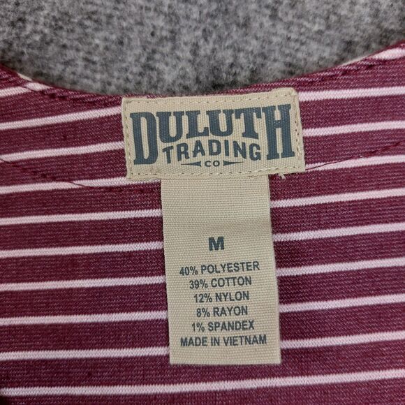 Duluth Trading CO Women's Med Ponte Pro Tunic Top Purple Striped With Pockets - Picture 4 of 7